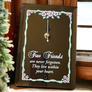 True Friends Mirror Quartz Clock Flowers 3 Hands Sheng Bang Battery Included NIB